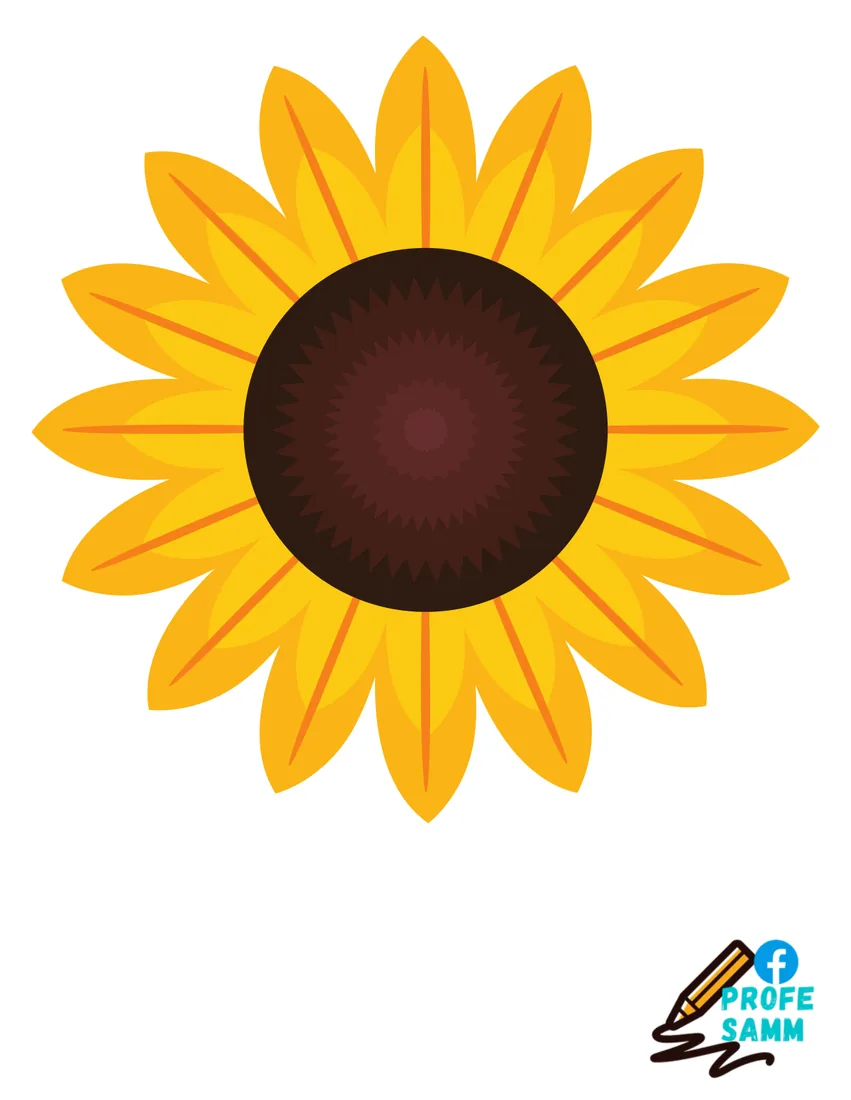 Cabeza de girasol de pétalos amarillos para recortar