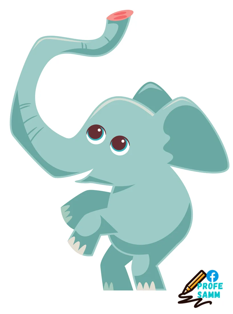 Elefante azul con la trompa levantada para recortar