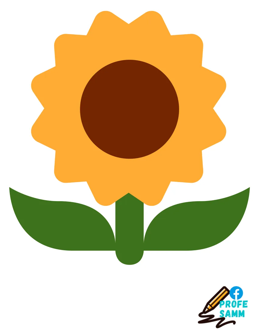 Flor naranja con centro marrón sobre dos hojas verdes