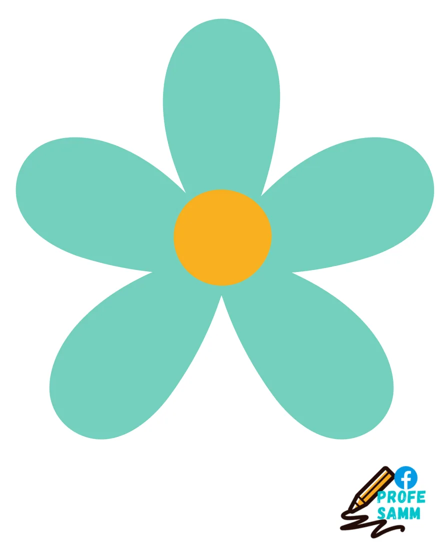 Flor turquesa de cinco pétalos con el centro amarillo