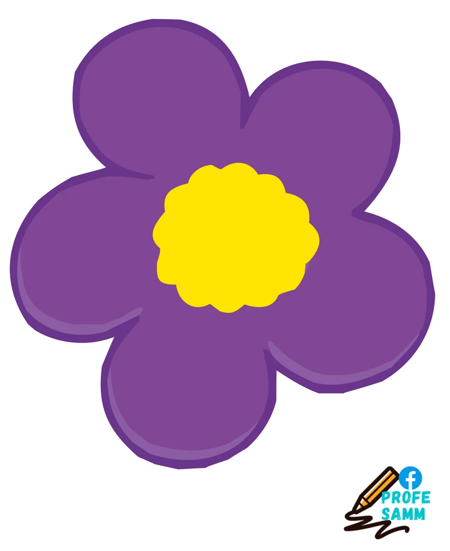 Flor violeta de pétalos redondos con el centro amarillo