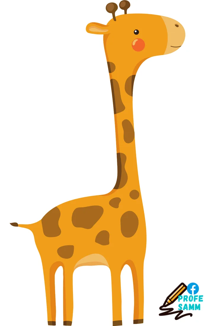 Jirafa de cuerpo entero con manchas para recortar