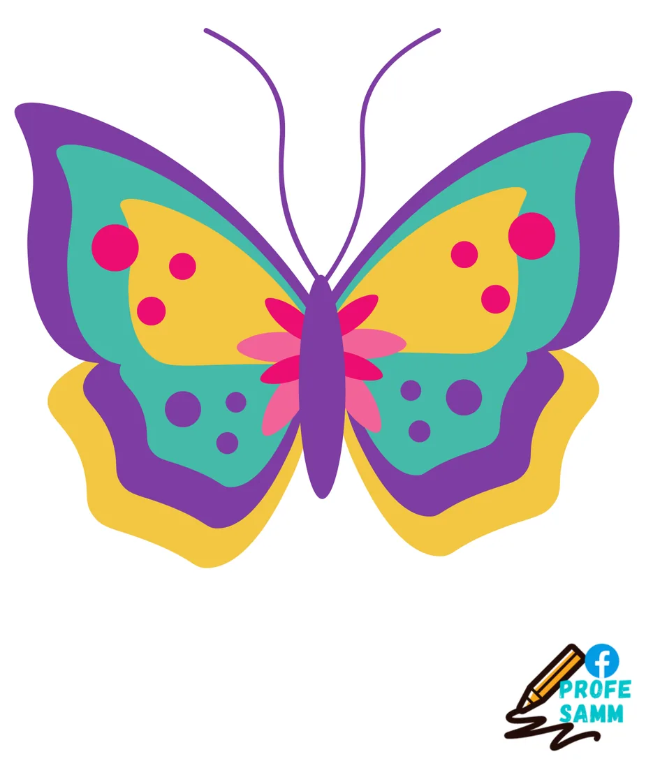 Mariposa de alas moradas, amarillas y turquesa