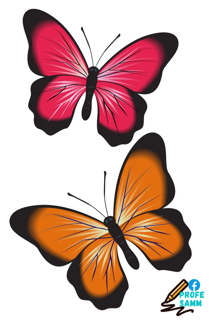 Dos mariposas, una roja y otra naranja, para recortar