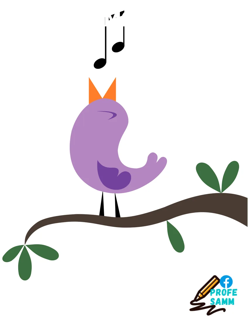 Pájaro morado cantando sobre una rama