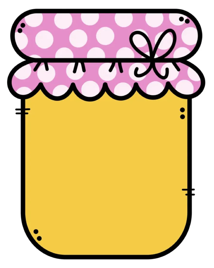 Tarro de miel con tapa rosa de lunares para recortar