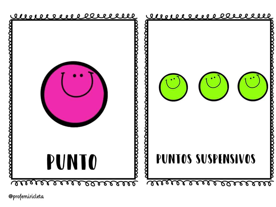 Tarjetas del punto y los puntos suspensivos con caras, de Profemiricleta