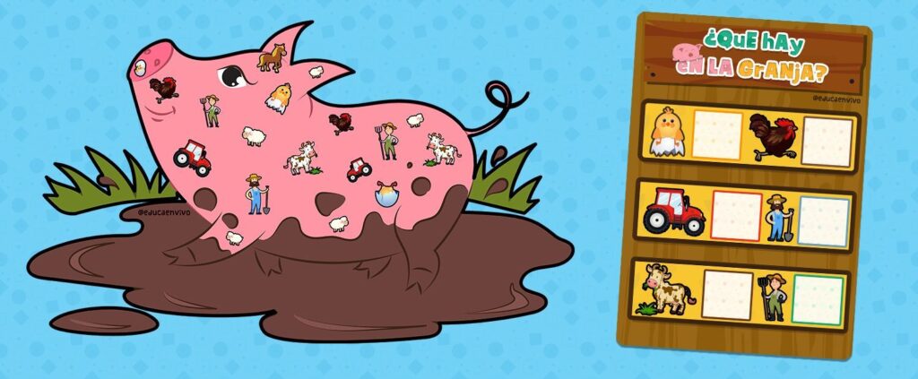 limpiamos al cerdito para trabajar el vocabulario de la granja