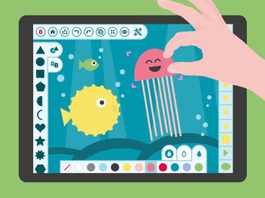 app Estudio de Arte Digitalwerkstatt para que los niños dibujen con figuras geométricas