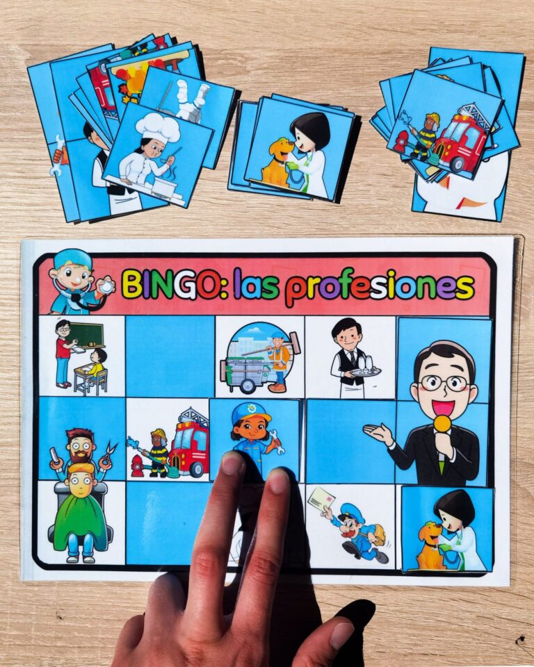 juego para aprender las profesiones jugando al bingo en Educación Infantil y Primaria