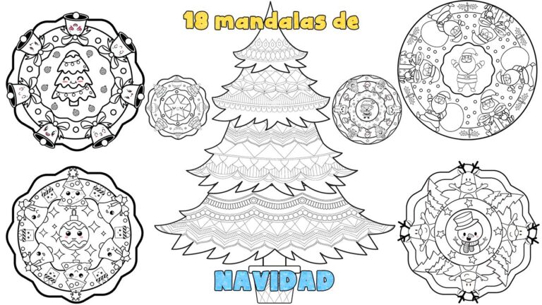 Bonitos mandalas para imprimir y colorear de Navidad para niños de preescolar o Infantil y Primaria.