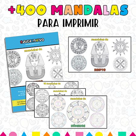 Bonitos mandalas para imprimir y colorear para niños de preescolar o Infantil y Primaria.