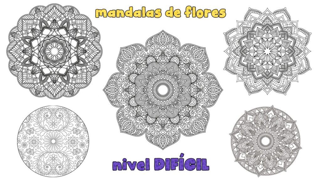 Bonitos mandalas para imprimir y colorear de flores para niños de preescolar o Infantil y Primaria.