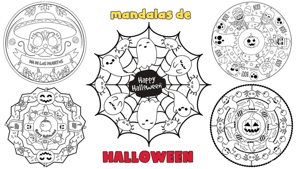 Bonitos mandalas para imprimir y colorear de Halloween y Carnaval