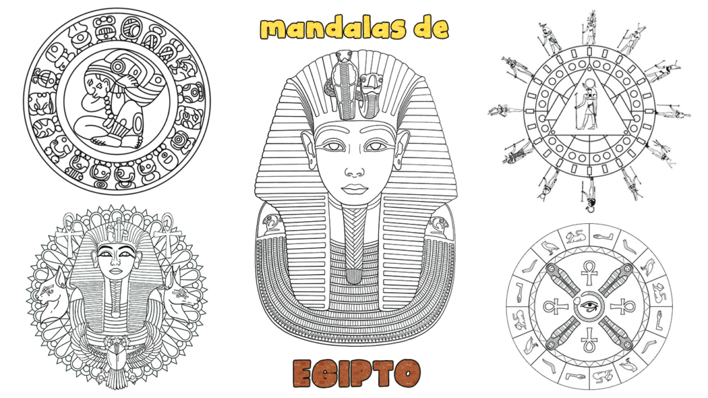 Bonitos mandalas para imprimir y colorear de Egipto para niños de preescolar o Infantil y Primaria