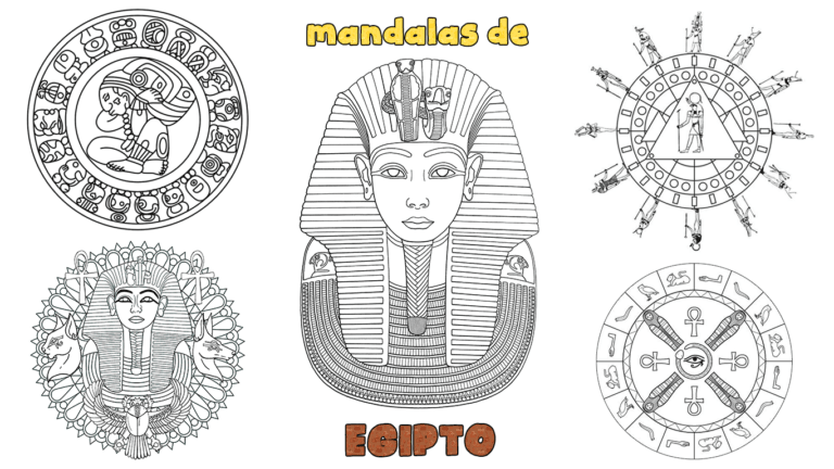 Bonitos mandalas para imprimir y colorear de Egipto para niños de preescolar o Infantil y Primaria