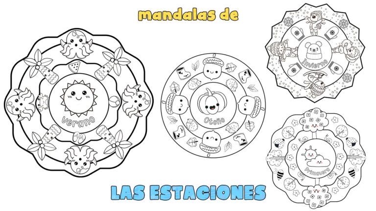 Bonitos mandalas para imprimir y colorear de las estaciones del año