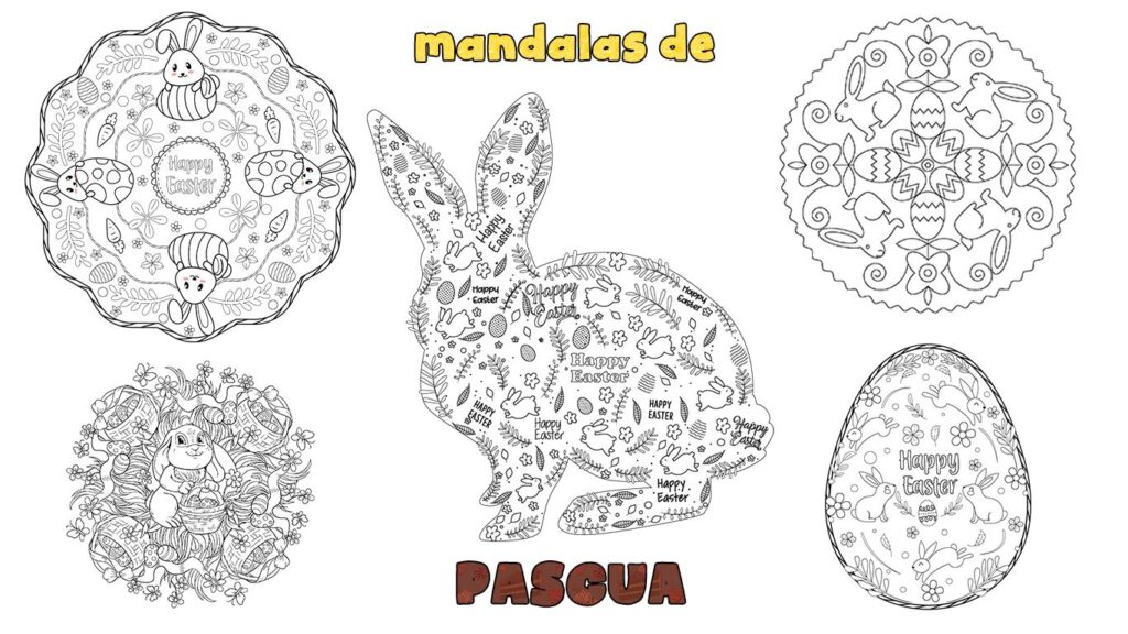 Bonitos mandalas para imprimir y colorear de Pascua para niños de preescolar o Infantil y Primaria.