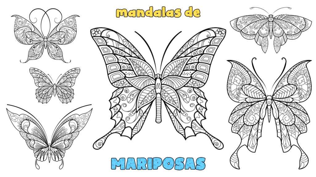 Bonitos mandalas para imprimir y colorear de mariposas para niños de preescolar o Infantil y Primaria