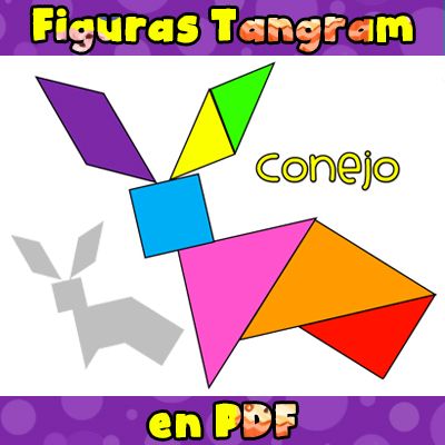 Plantilla de un conejo en un pack gratuito de figuras tangram para imprimir