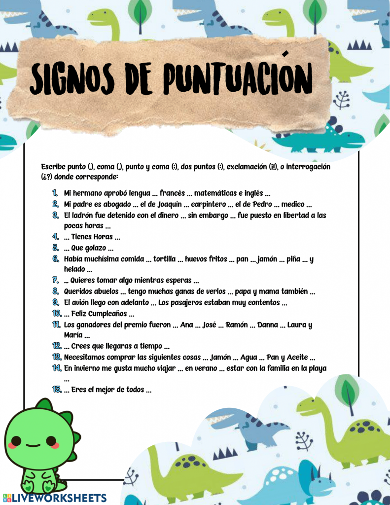 materiales para aprender a usar correctamente los signos de puntuación adecuadamente