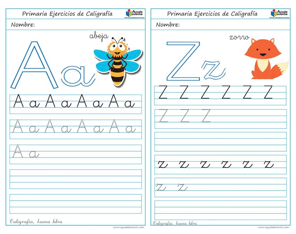 Cuaderno de caligrafía para imprimir en PDF