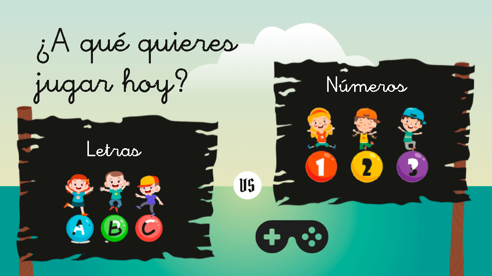 Pantalla final para elegir entre jugar con letras o jugar con números