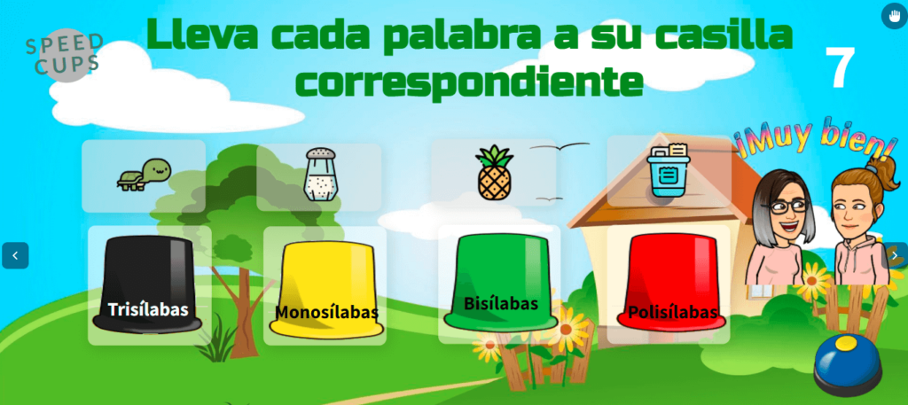 juego de clasificación de palabras por sílabas