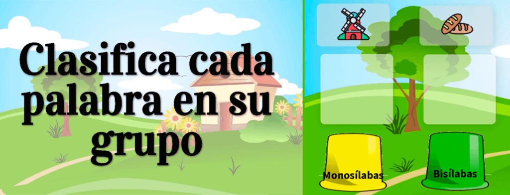 juego de clasificación de palabras por sílabas
