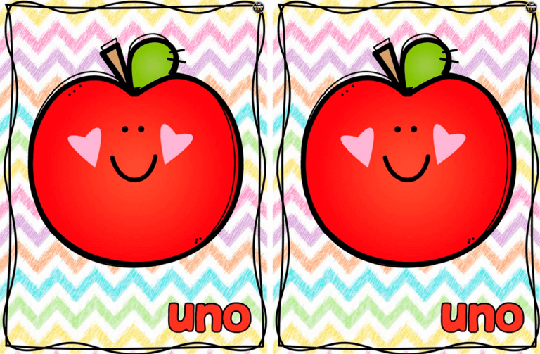 Pareja de manzanas número uno en el memorama de números