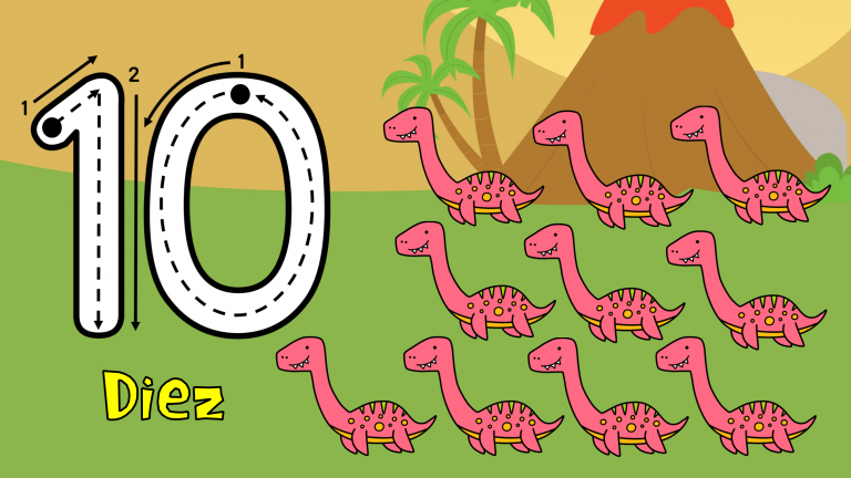 números del 1 al 10 para trazar con dinosaurios
