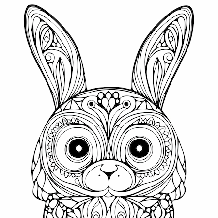 Dibujo de mandala de cara de conejo