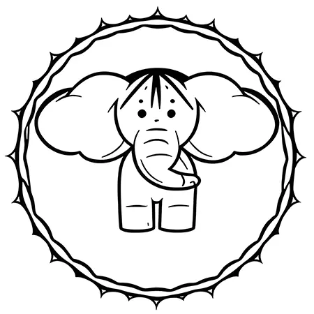 Mandala de elefante sencillo para niños y adultos