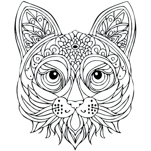 Mandala de gato tribal para colorear