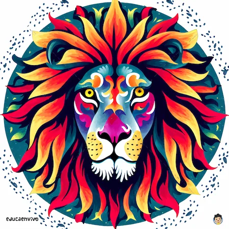 mandala de león majestuoso pintado