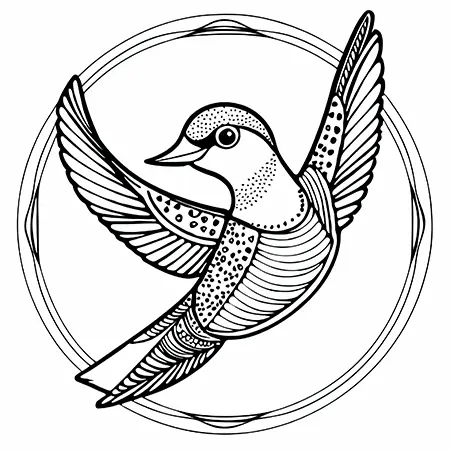 Mandala de pájaro para imprimir y pintar