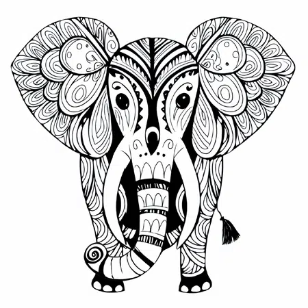 mandala de elefante adulto para pintar