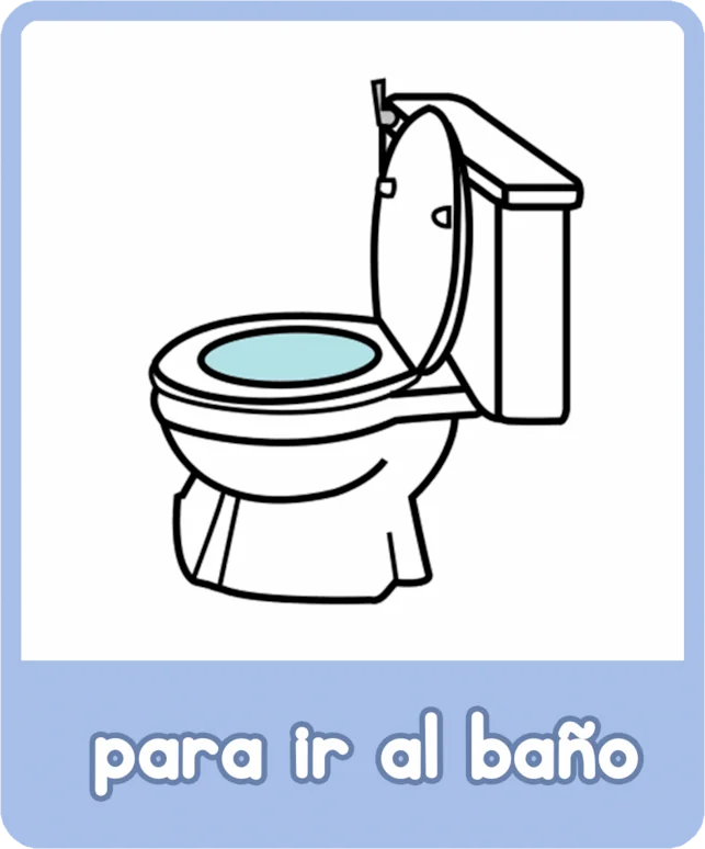 Tarjeta de norma con pictograma: "pido permiso para ir al baño"