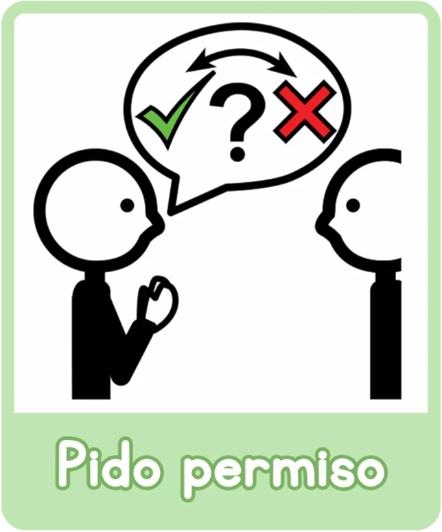 Tarjeta de norma con pictograma: "pido permiso"