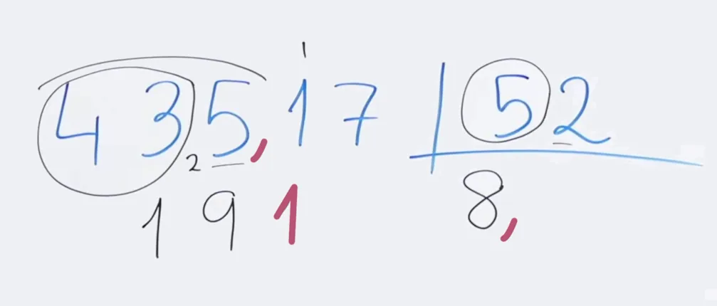 Ejemplo de división con decimales en el dividendo resuelta