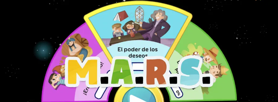 Vista previa del juego de M.A.R.S. que ofrece actividades y desafíos relacionados con las materias de Primaria en un entorno gamificado.
