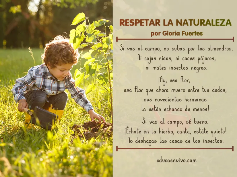 Poesia relacionada con la naturaleza, de la autora Gloria Fuertes