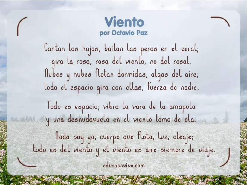 Poema corto a la naturaleza - El Viento, del autor Octavio Paz