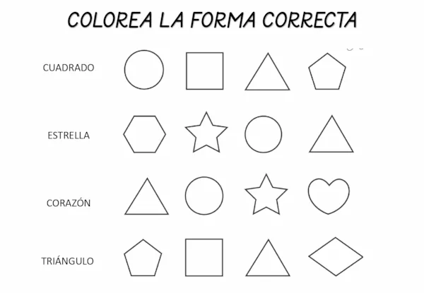 Librito de formas geométricas para colorear y aprender a diferenciar las figuras geométricas entre sí
