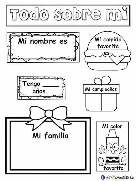 Ficha de Todo Sobre Mí para contestar y colorear